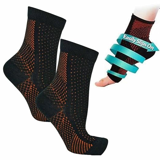 Copper-Infused Anti-Fatigue Foot & Ankle Compression Sleeves - Supportive, Breathable Fabric for Daily Pain Relief and Improved Circulation Premium Quality Single Deals™