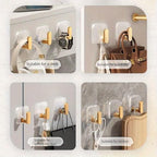 Single Deals™ 4 Pcs Self Adhesive Kitchen Wall Hooks (golden colour) Premium Quality