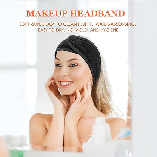 Face Wash Headband (Black) – Adjustable Soft Microfiber Spa Hairband for Skincare, Makeup Application, and Facial Routines Premium Quality Single Deals™ (Copy) (Copy)