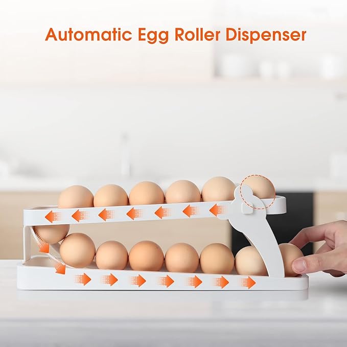 Egg Dispenser Rack – Gravity-Fed Sliding Organizer Holder for Refrigerator Freshness and Kitchen Countertop Storage Premium Quality Single Deals™