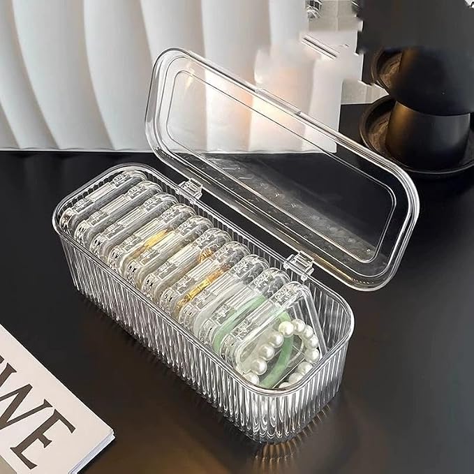 Single Deals™ Transparent Acrylic Jewellery Box (PACK OF 10) - Premium Quality