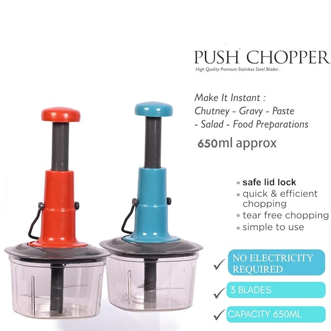 Single Deals™ 650 ML hand push chopper [Premium Quality]
