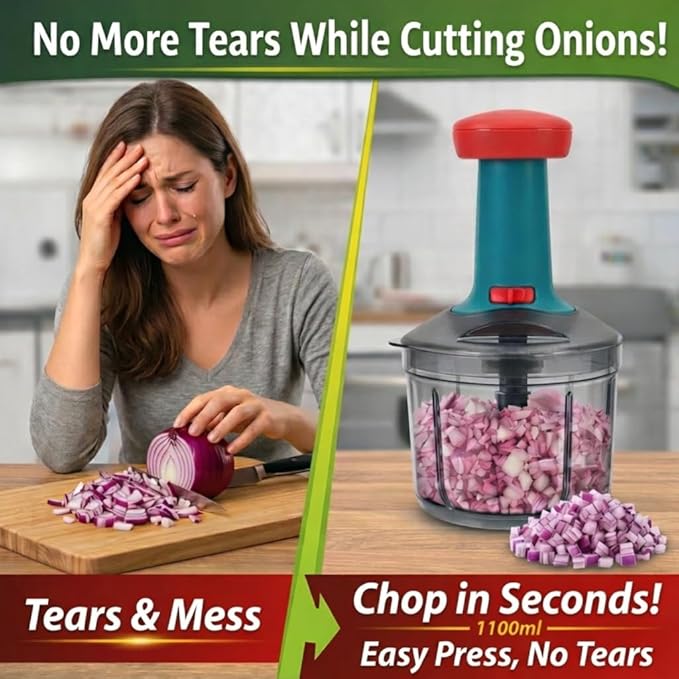 Single Deals™ 1000 ML hand push chopper [Premium Quality]