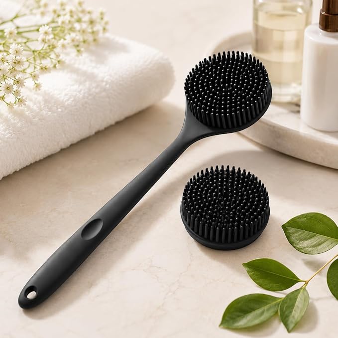 2-in-1 Premium Silicone Bath Brush – Long-Handle Exfoliating Scrubber for Deep Cleansing and Skin Wellness