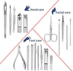 19-Piece Professional Silver Manicure Set - Complete Stainless Steel Grooming Kit in Premium Hard-Shell Case for Comprehensive Nail and Personal Care Premium Quality Single Deals™