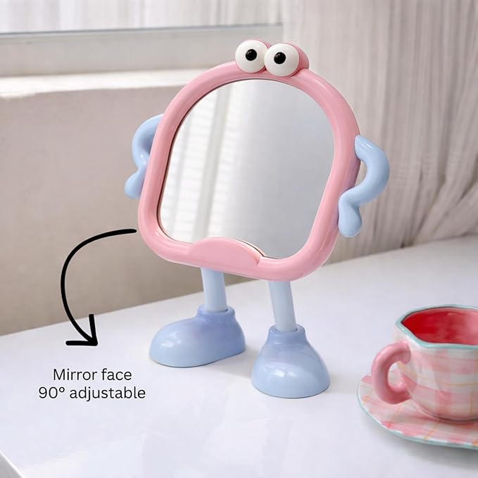 Charming Kawaii-Inspired Animal Desktop Mirror – Playful and Functional Vanity Decor