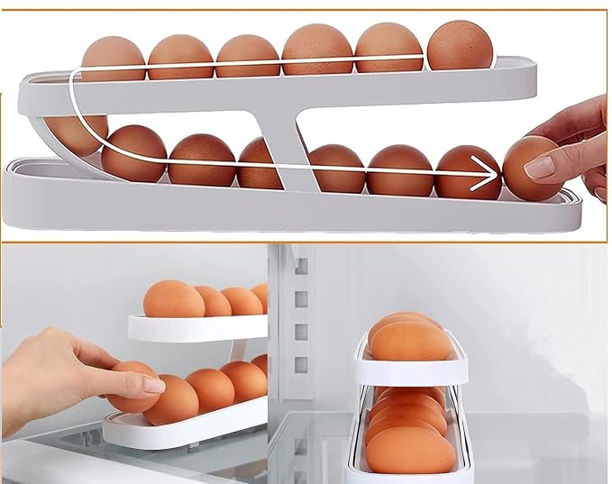 Egg Dispenser Rack – Gravity-Fed Sliding Organizer Holder for Refrigerator Freshness and Kitchen Countertop Storage Premium Quality Single Deals™