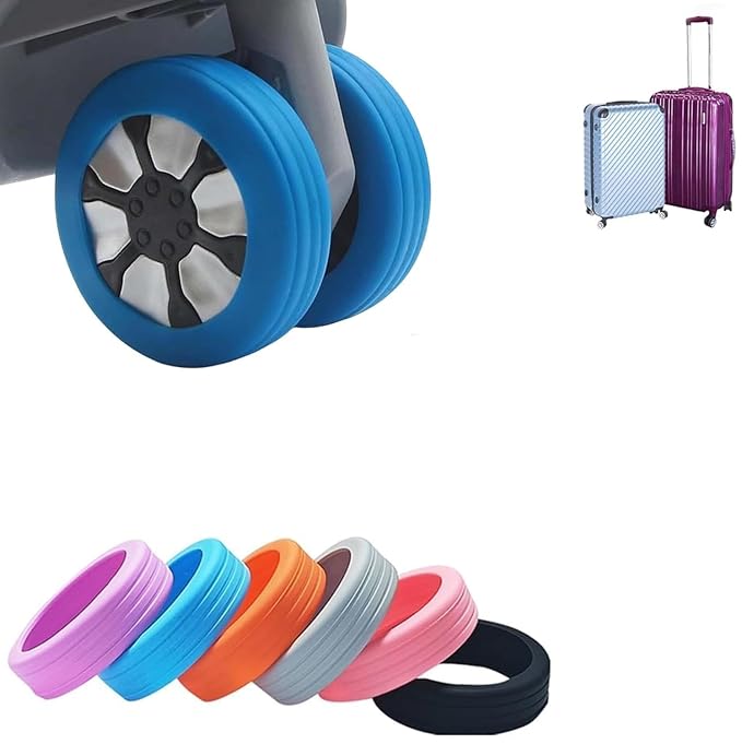 Anti-Slip Luggage Wheel Rings (8 Pcs) – Colorful, Durable Silicone Sleeves for Improved Traction and Silent Travel Premium Quality Single Deals™
