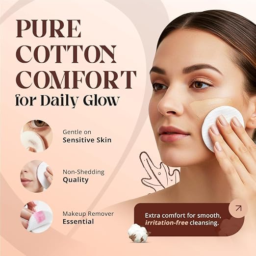 100-Piece Premium Cotton Pad Set – Soft, Absorbent Cosmetic Rounds for Daily Skin Cleansing and Care