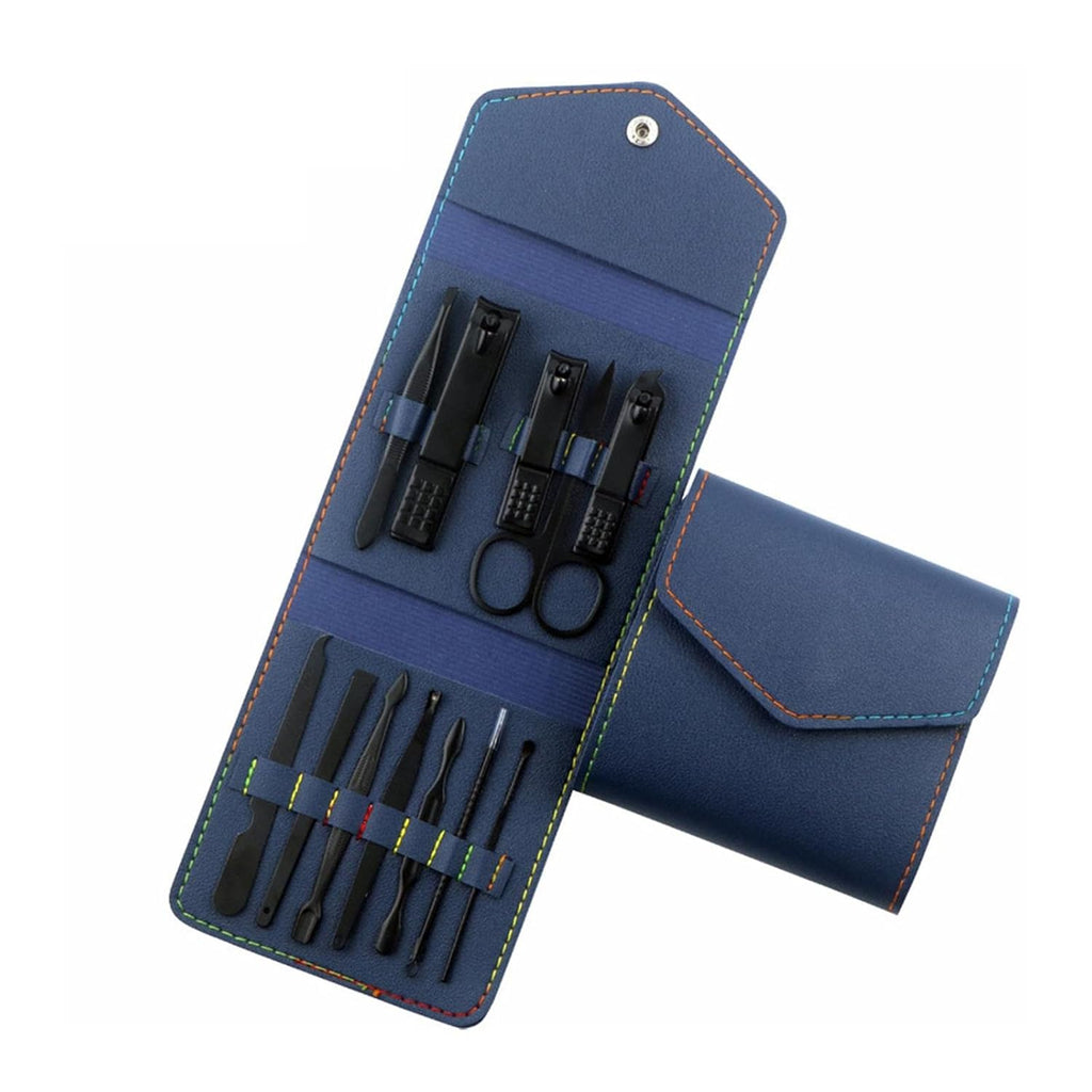 12-Piece Professional Blue Manicure Set - Complete Stainless Steel Grooming Kit in Premium Travel Case for Comprehensive Nail and Personal Care Premium Quality Single Deals™