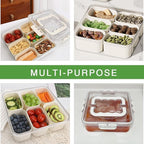 6-Compartment Food Organizer Tray – Airtight Multi-Grid Storage Container for Snacks, Ingredients, and Kitchen Organization Premium Quality Single Deals™