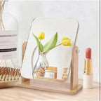 Premium Wooden Desktop Square Makeup Mirror – Compact, Adjustable Vanity Mirror for Daily Grooming