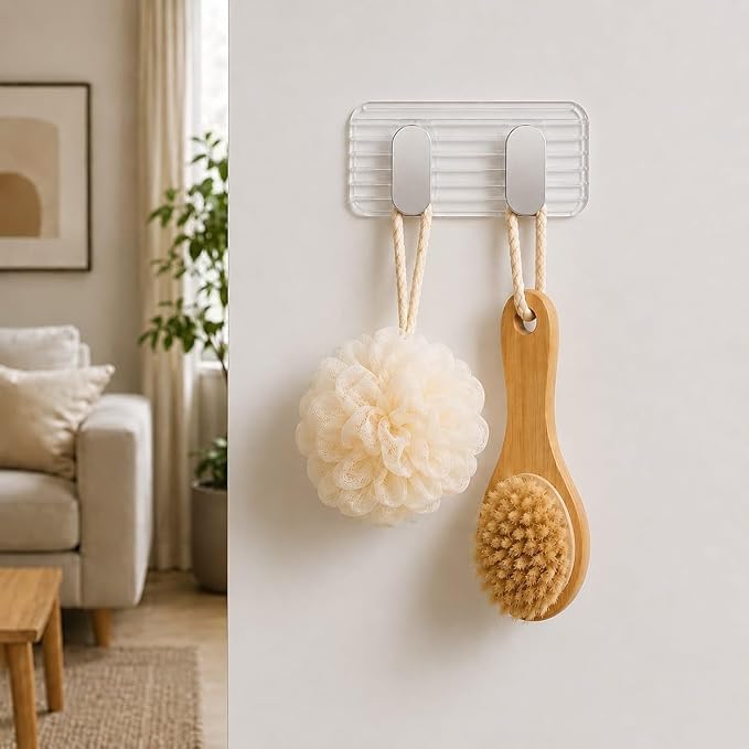 Single Deals™ 2 in 1 Self Adhesive Kitchen & Bathroom Wall Hooks (Silver colour) Premium Quality