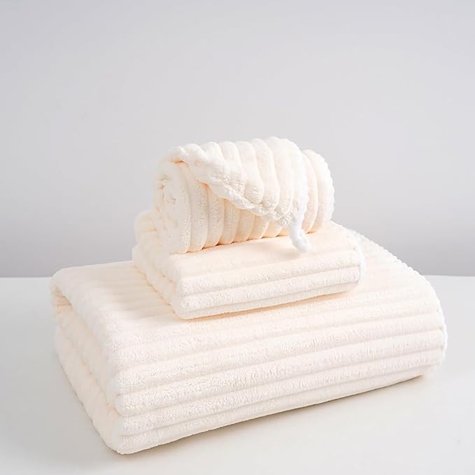 3 Pcs Ultra Soft Bath Towel Set | Large Highly Microfiber Coral Velvet Towel | Quick Drying for Body | towel set for Bathroom, Gym, Spa | 1 Bath Towels, Hand Towels,1 Head Scarf, Multicolor