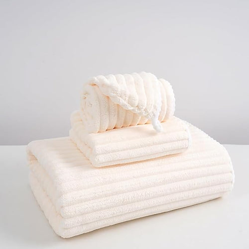 3 Pcs Ultra Soft Bath Towel Set | Large Highly Microfiber Coral Velvet Towel | Quick Drying for Body | towel set for Bathroom, Gym, Spa | 1 Bath Towels, Hand Towels,1 Head Scarf, Multicolor