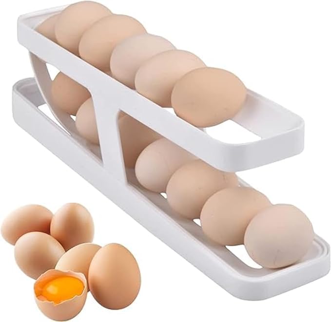 Egg Dispenser Rack – Gravity-Fed Sliding Organizer Holder for Refrigerator Freshness and Kitchen Countertop Storage Premium Quality Single Deals™