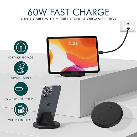 Premium All-in-One Data Cable Set – Sophisticated Universal Connectivity and Stand Solution