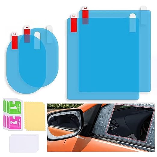 Premium Car Anti-Fog & Rainproof Mirror/Window Film Set – Clear Vision Protective Film for Enhanced Driving Safety (Oval & Square) Premium Quality Single Deals™