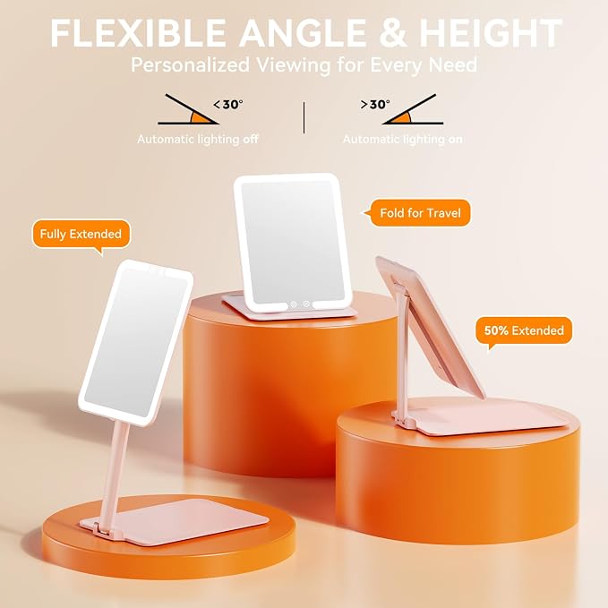 Premium Portable Lighted Travel Makeup Mirror – Compact, Foldable Vanity Mirror with Integrated LED Illumination