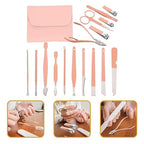 16-Piece Professional Pink Manicure Set - Complete Stainless Steel Grooming Kit in Premium Leather-Style Foldable Case for Comprehensive Nail and Personal Care Premium Quality Single Deals™