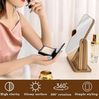 Premium Wooden Desktop Square Makeup Mirror – Large-Size, Adjustable Vanity Mirror for Daily Grooming