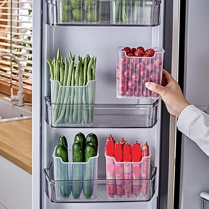 Fridge Side Door Storage Box (6 pcs) – Hanging Refrigerator Organizer Bins for Produce, Condiments, and Kitchen Organization Premium Quality Single Deals™