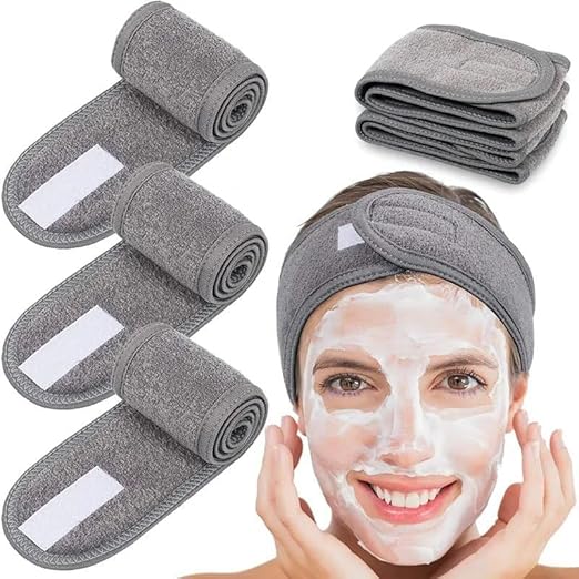 ace Wash Headband (Grey) – Adjustable Soft Microfiber Spa Hairband for Skincare, Makeup Application, and Facial Routines Premium Quality Single Deals™