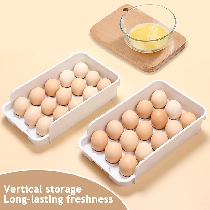 3-Layer Egg Organizer Tray – Stackable Space-Saving Refrigerator Storage Container for Freshness and Kitchen Organization Premium Quality Single Deals™