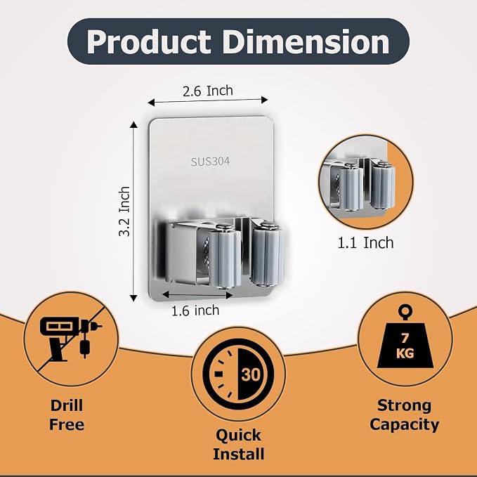 Single Deals™ Stainless Steel Mop Hanger Premium Quality