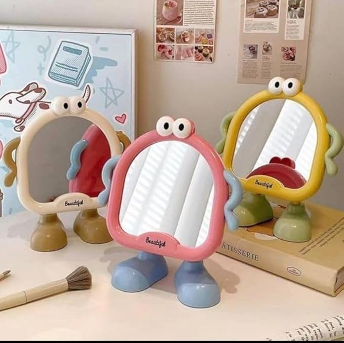 Charming Kawaii-Inspired Animal Desktop Mirror – Playful and Functional Vanity Decor