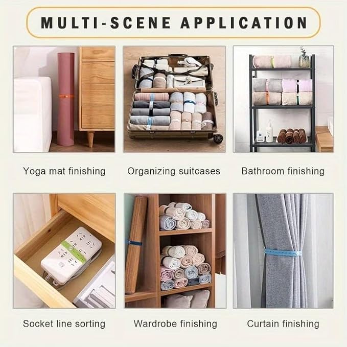 Single Deals™ Elastic With Button Organizer (Pack of 10 Pcs) - Premium Quality