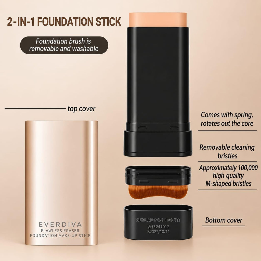 2-in-1 Flawless Eraser Foundation Makeup Stick – Precision Coverage & Blending Tool for a Polished, Radiant Complexion Premium Quality Single Deals™