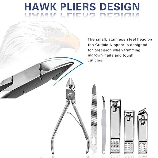 9-Piece Professional Silver Manicure Set - Complete Stainless Steel Grooming Kit in Premium Hard-Shell Case for Comprehensive Nail and Personal Care Premium Quality Single Deals™