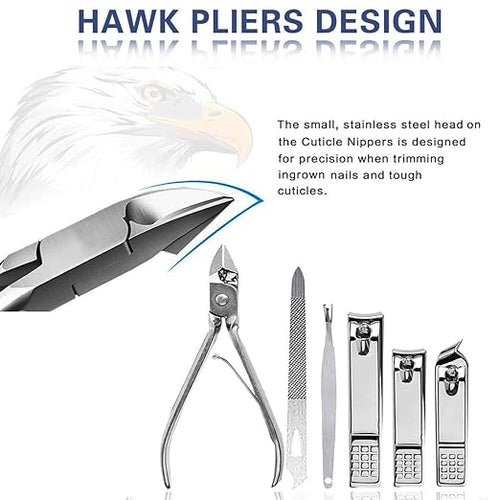 19-Piece Professional Silver Manicure Set - Complete Stainless Steel Grooming Kit in Premium Hard-Shell Case for Comprehensive Nail and Personal Care Premium Quality Single Deals™