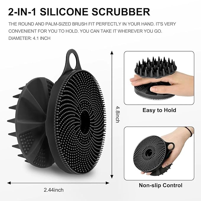 2-in-1 Premium Silicone Bath Brush – Long-Handle Exfoliating Scrubber for Deep Cleansing and Skin Wellness