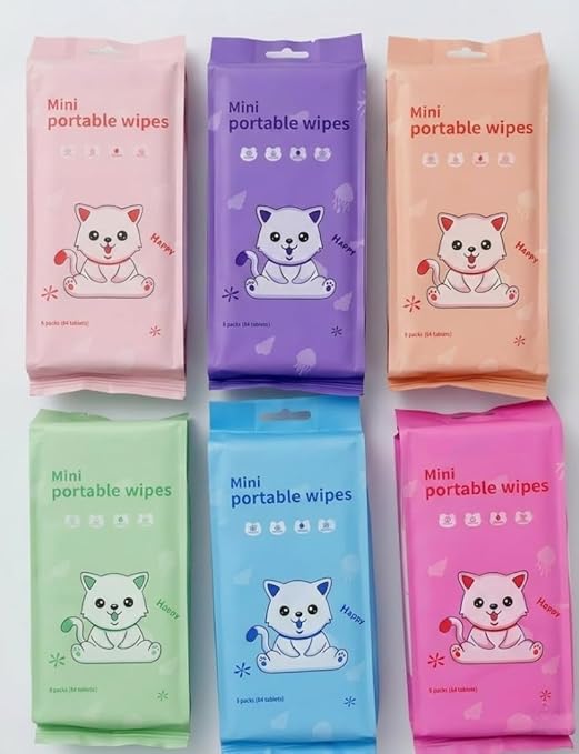 Mini Portable Wipes – 64-Piece Compact Cleansing Set for On-the-Go Hygiene