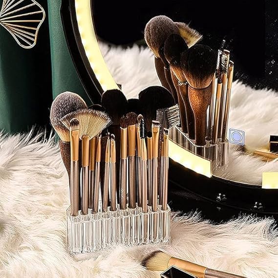 26-Slot Professional Makeup Brush Stand – High-Capacity Acrylic Organizer for Cosmetic Tool Storage Premium Quality Single Deals™