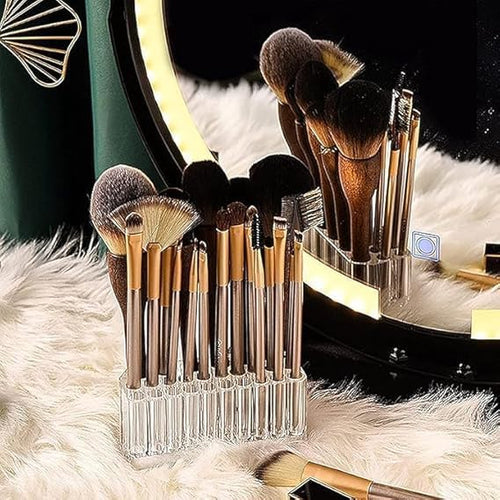 26-Slot Professional Makeup Brush Stand – High-Capacity Acrylic Organizer for Cosmetic Tool Storage Premium Quality Single Deals™