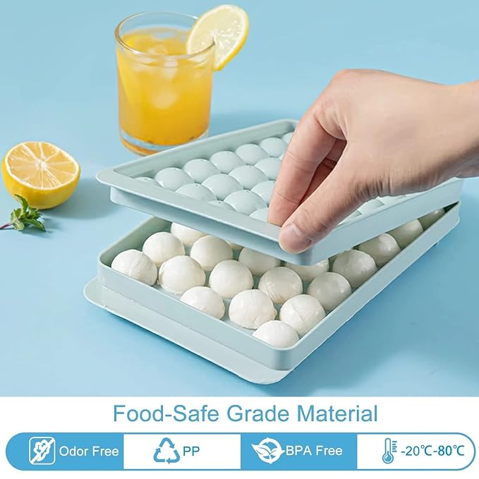 33-Cavity Round Ice Ball Maker Tray – Flexible Silicone Sphere Mold for Cocktails, Whiskey, and Kitchen Freezer Organization Premium Quality Single Deals™