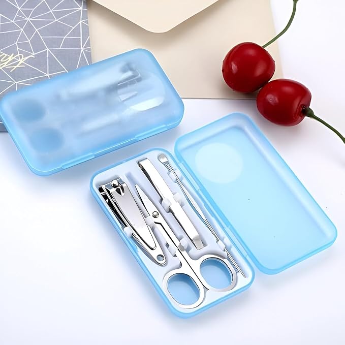 4-Piece Professional Manicure Set - Portable Stainless Steel Grooming Kit with Compact Travel Case for Nail, Cuticle, and Personal Care Premium Quality Single Deals™