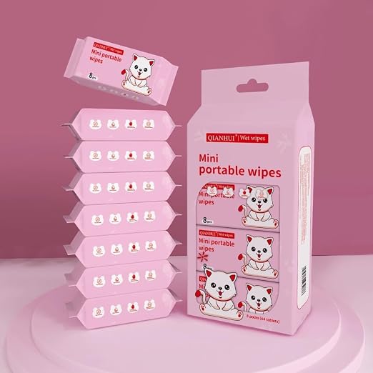 Mini Portable Wipes – 64-Piece Compact Cleansing Set for On-the-Go Hygiene
