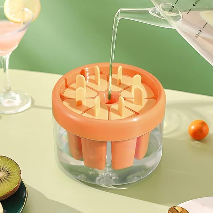Round Ice Cream Candy Molds with Sticks for Kids Summer Party | Reusable Popsicles Candy Molds | 8 Candy Mold Maker (Multicolour)