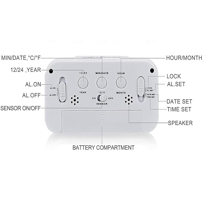 White Digital Alarm Clock – Multi-Feature Desk Timepiece with Date, Temperature, and Alarm Functions Premium Quality Single Deals™