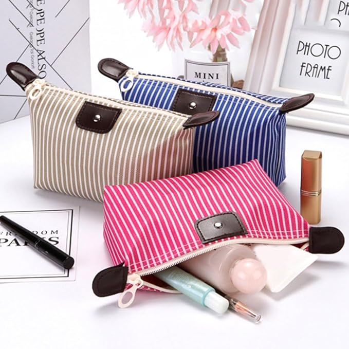 Single Deals™ Striped Cosmetic Bags - Premium Quality