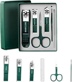 6-Piece Professional Green Manicure Set - Stainless Steel Grooming Kit with Elegant Storage Case for Nail and Cuticle Care Premium Quality Single Deals™