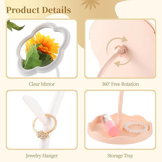Premium Flower-Shaped Desktop Makeup Mirror – Large-Size Decorative Vanity Accessory for Enhanced Grooming