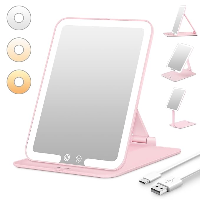Premium Portable Lighted Travel Makeup Mirror – Compact, Foldable Vanity Mirror with Integrated LED Illumination