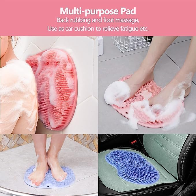 Silicone Shower Foot Scrubber & Back Massager – Multi-Purpose Exfoliating Bath Mat for Enhanced Hygiene and Relaxation