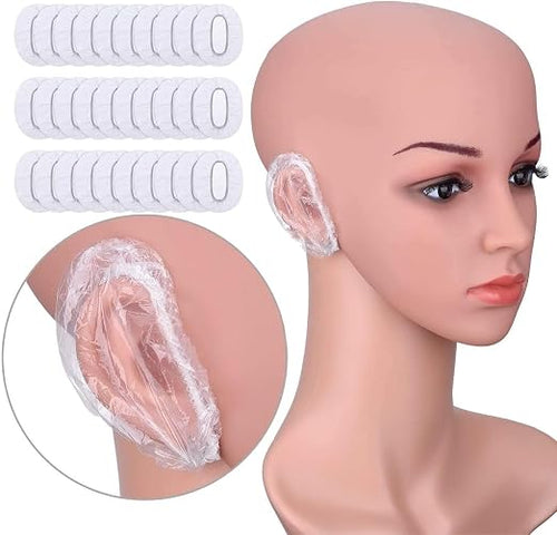 100-Piece Disposable Waterproof Ear Covers - Essential Protective Shields for Hair Coloring, Showering, and Salon Treatments Premium Quality Single Deals™