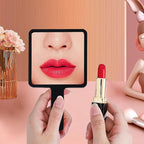 Plastic Hand Held Square Mirror, 12 x 21.5 cm (W x L), Black, Frameless, Modern, Portable, Tabletop Mount, Perfect for Home, Office, Travel, Salon, Gift